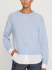 Looker Layered crewneck light blue sweater front view 3