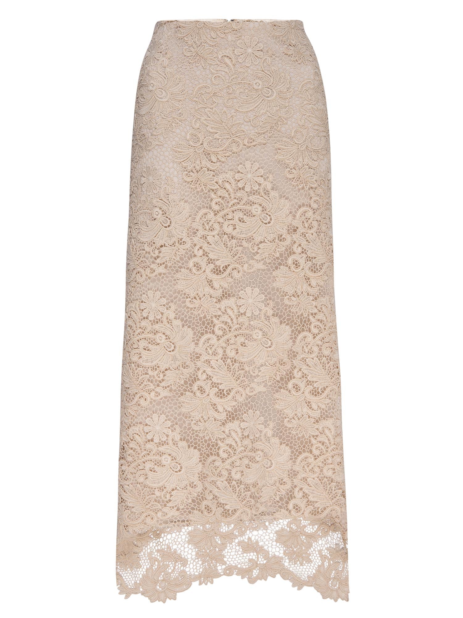 Beige lace skirt best sale