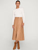 Mica vegan leather tan midi skirt full view