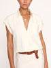 Nadel V-neck wrap top beige front view 2