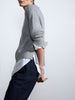 Parson cashmere-wool layered crewneck grey sweater side view