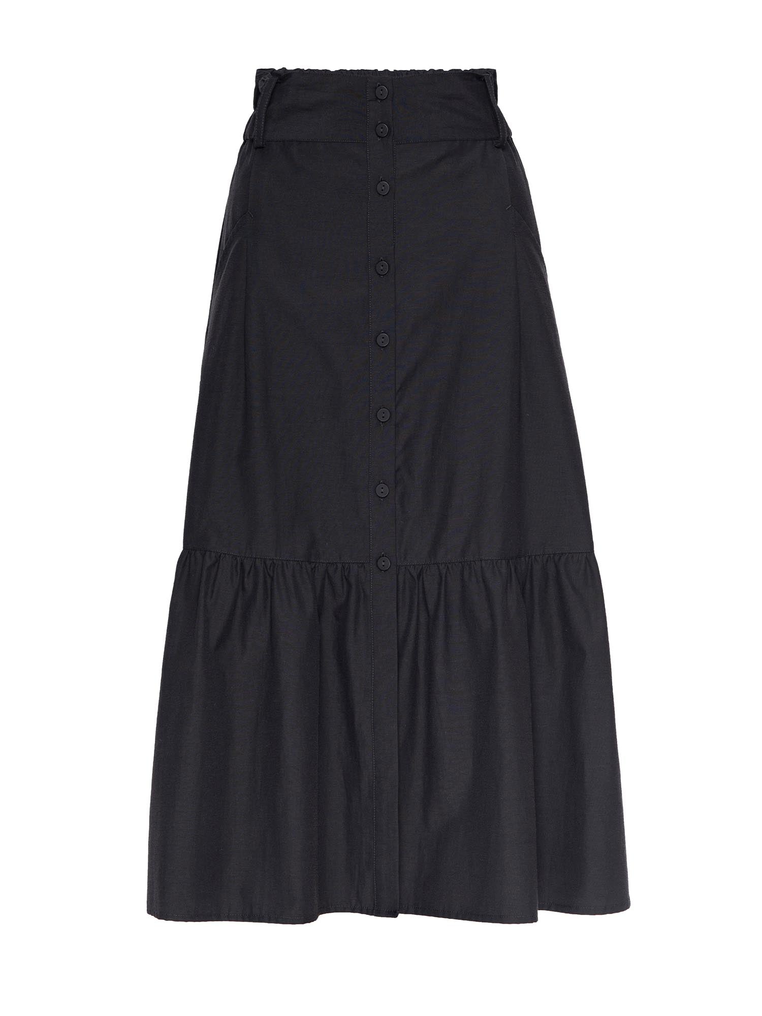 Palms tiered midi black skirt flat view