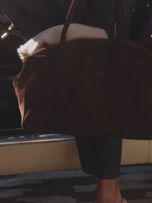 Everyday brown suede tote bag video