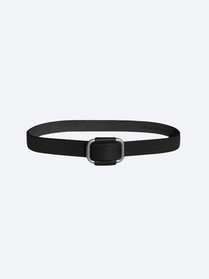 Saddle black leather buckle belt front view