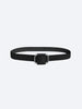 Saddle black leather buckle belt front view