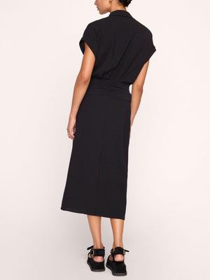 Setia black wrap belt shirtdress back view