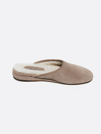 Soho grey suede slip on mule side view