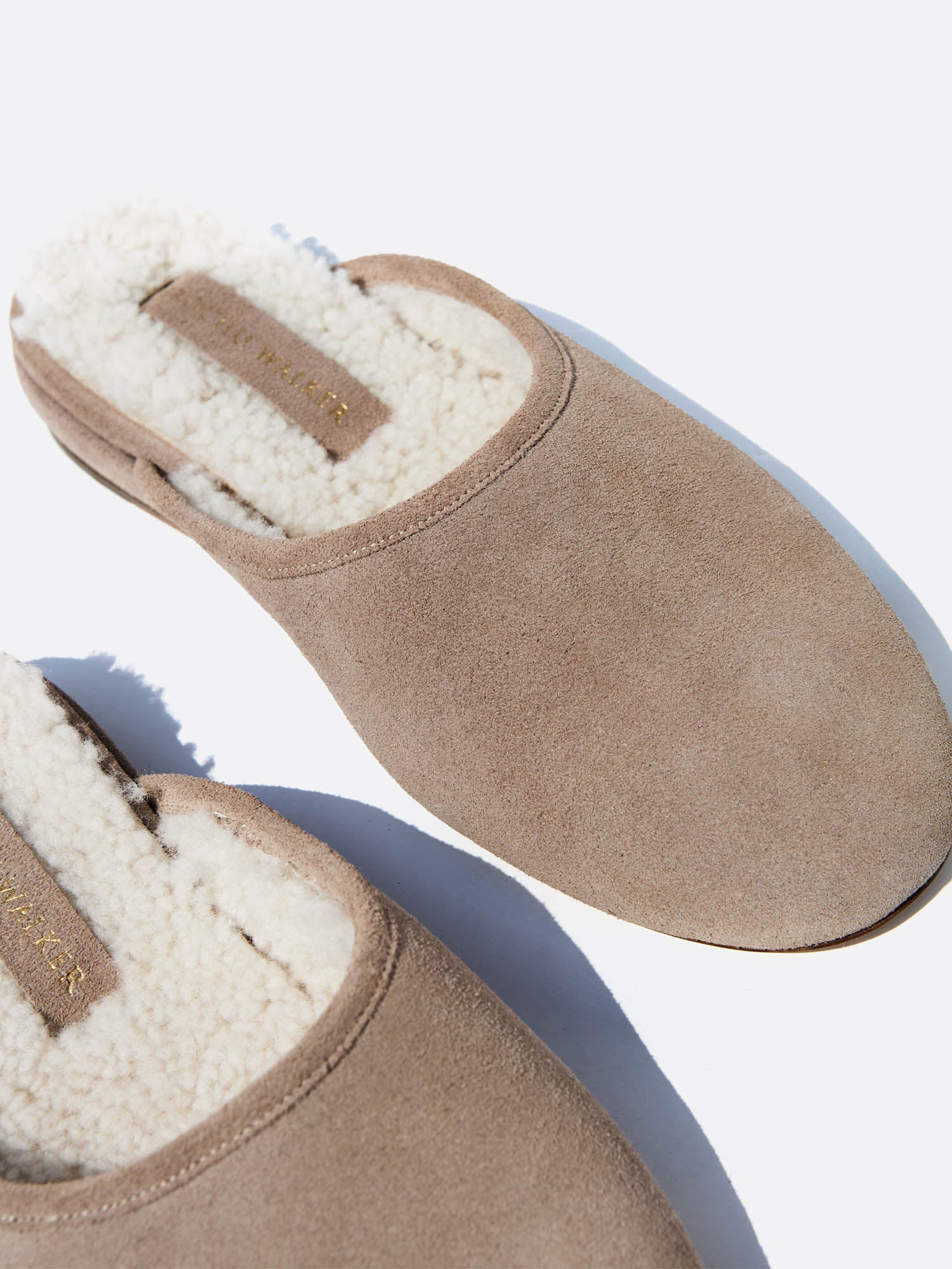 Soho grey suede slip on mule top view