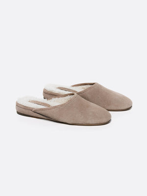 Soho grey suede slip on mule side view 2