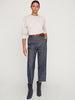 Talia blue cropped cotton linen pant full view 2