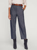 Talia blue cropped cotton linen pant front view