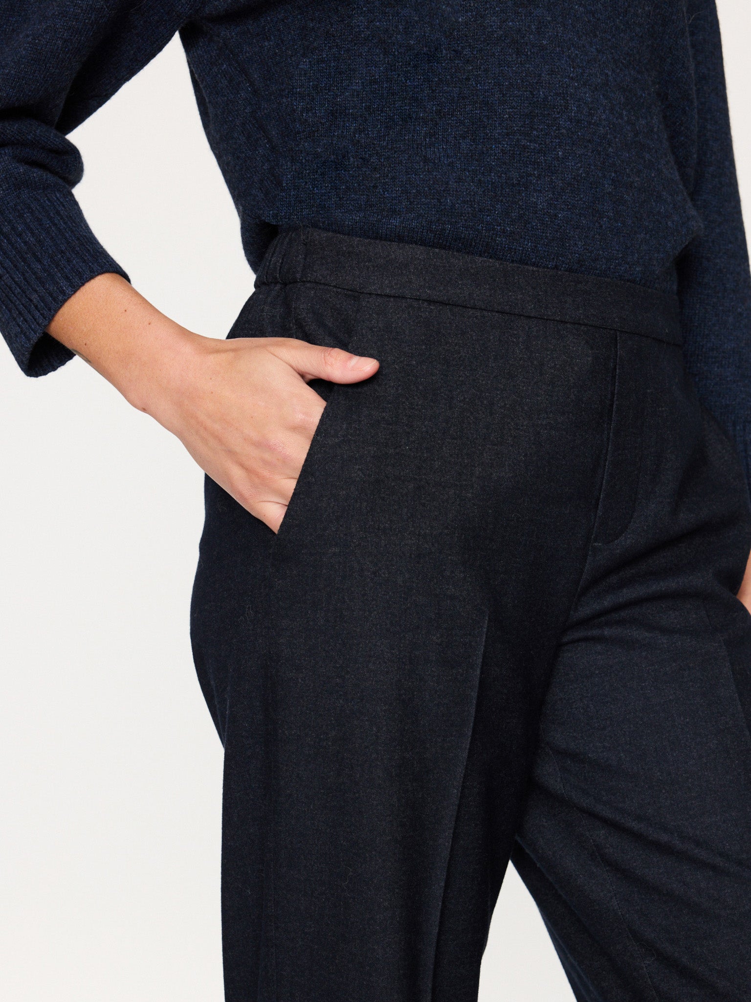 Mayra Women's Navy Blue Cotton Formal Trouser