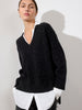 Looker black multi layered v-neck sweater front view