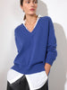 Looker blue layered v-neck sweater front view