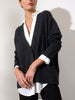 Callie dary dark grey layered cardigan sweater front view