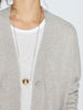 Halo light grey cashmere wool cardigan sweater close up