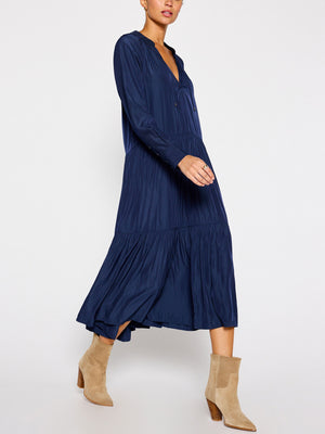 Alana midi longsleeve dress navy side view