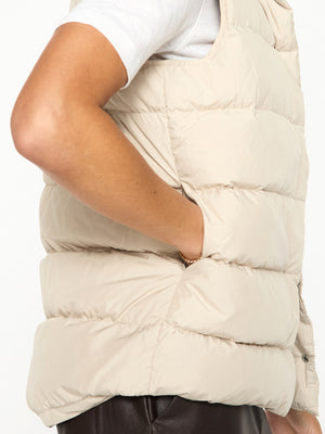 Anders nylon down beige puffer vest side view 2