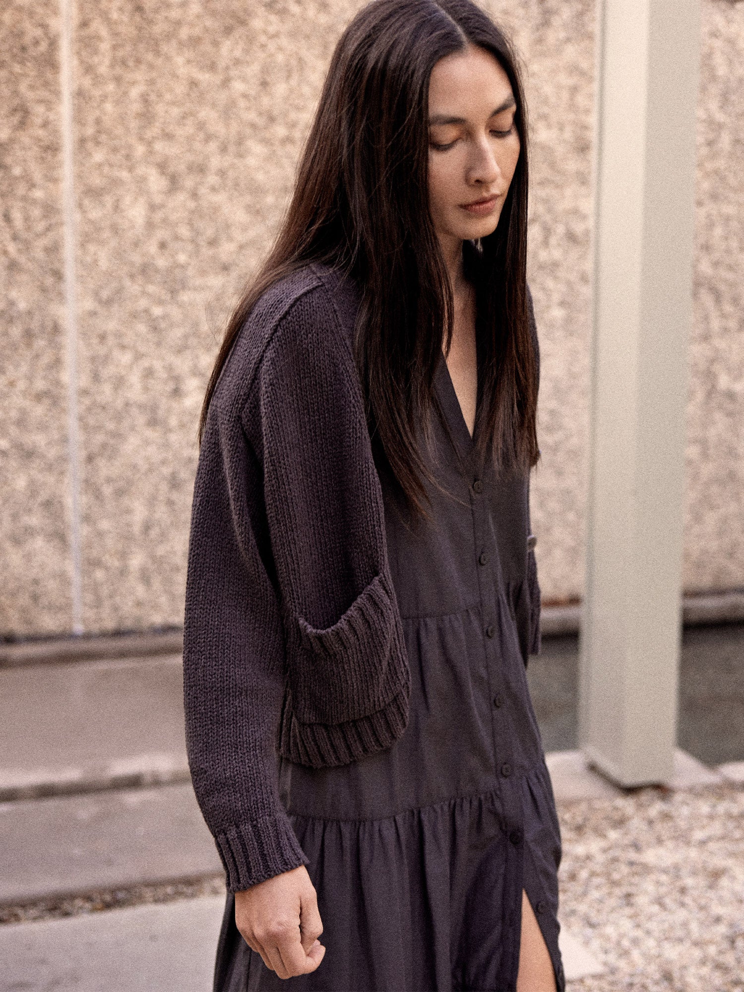 Black cotton cardigan sweater hotsell