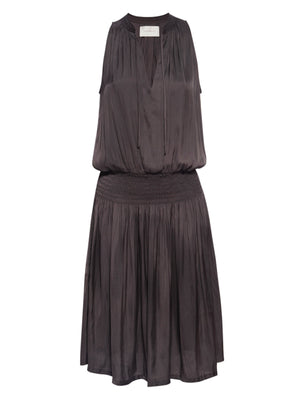 Francine mini sleeveless brown satin dress flat view