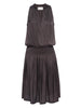 Francine mini sleeveless brown satin dress flat view