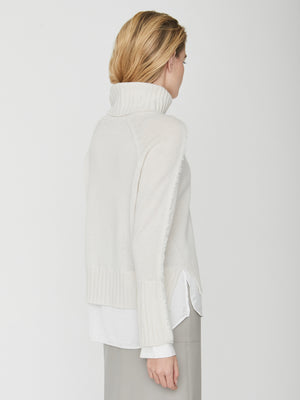 Jolie white layered turtleneck sweater back view