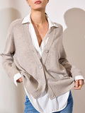 Callie light grey layered cardigan sweater front view