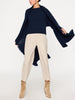 Cashmere fringe navy wrap shall view