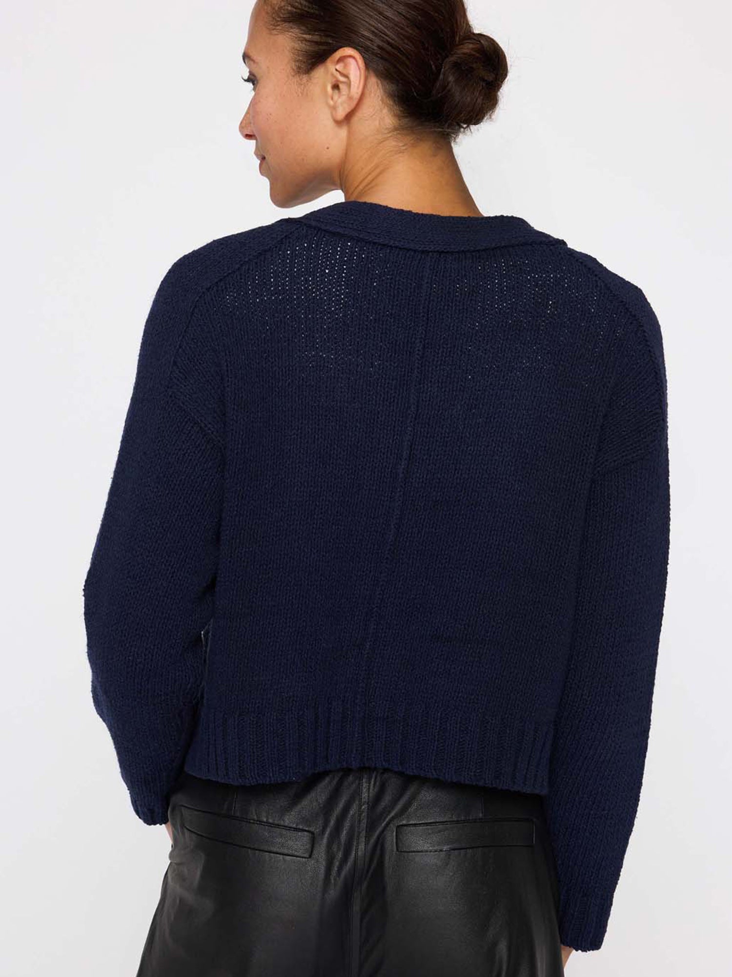 Navy Cropped Cardigan, Sustainable Womenswear