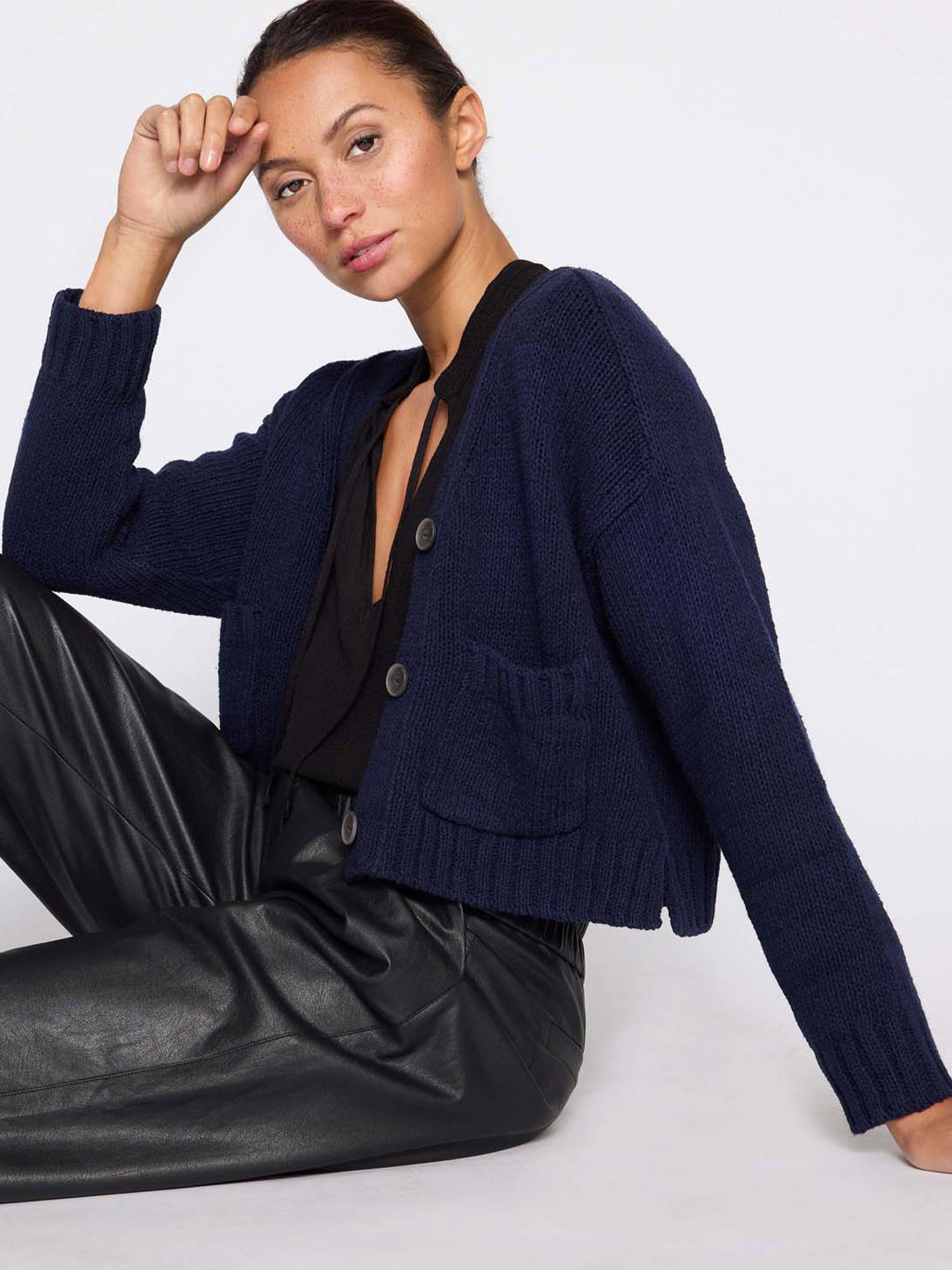 Ladies navy 2025 cardigan sale