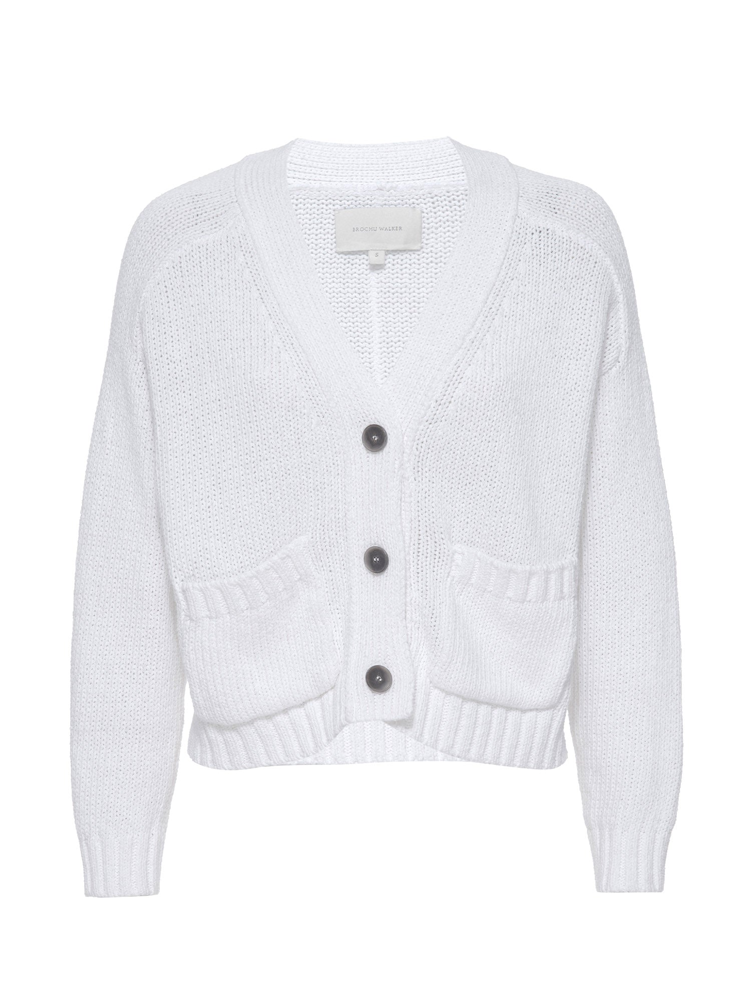 Brochu Walker Women's Linen/Cotton Cropped Cardigan, White