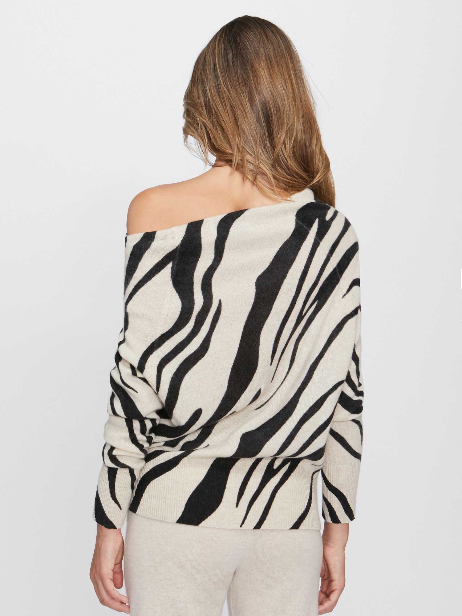 Women s Lori Off Shoulder Sweater Zebra Print