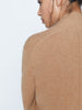 Phinneas cashmere v-neck blue tan sweater close up