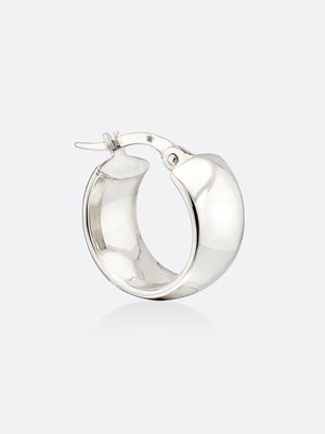 18k White gold mini hoop earring side view