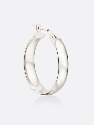 18k white gold oval hoop earrings side view