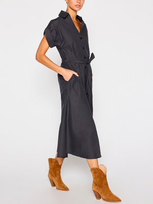 Fia black maxi shirtdress side view