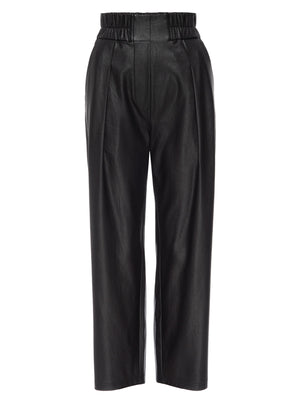 Fiera black vegan leather cropped pant flat view