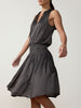 Francine mini sleeveless brown satin dress side view