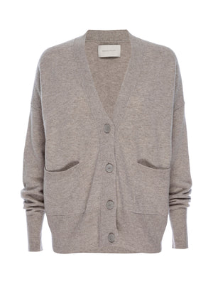 Halo light grey cashmere wool cardigan sweater flat view