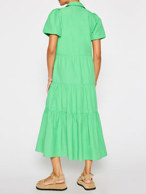 Havana tiered midi dress green back view