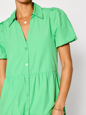 Havana tiered midi dress green close up