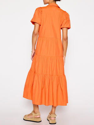 Havana tiered midi dress orange back view