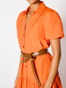 Havana tiered midi dress orange close up