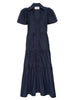 Havana tiered midi dress navy flat view