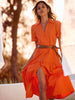 Havana tiered midi dress orange front view