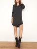 Looker layered v-neck grey and black mini sweater dress front view 2