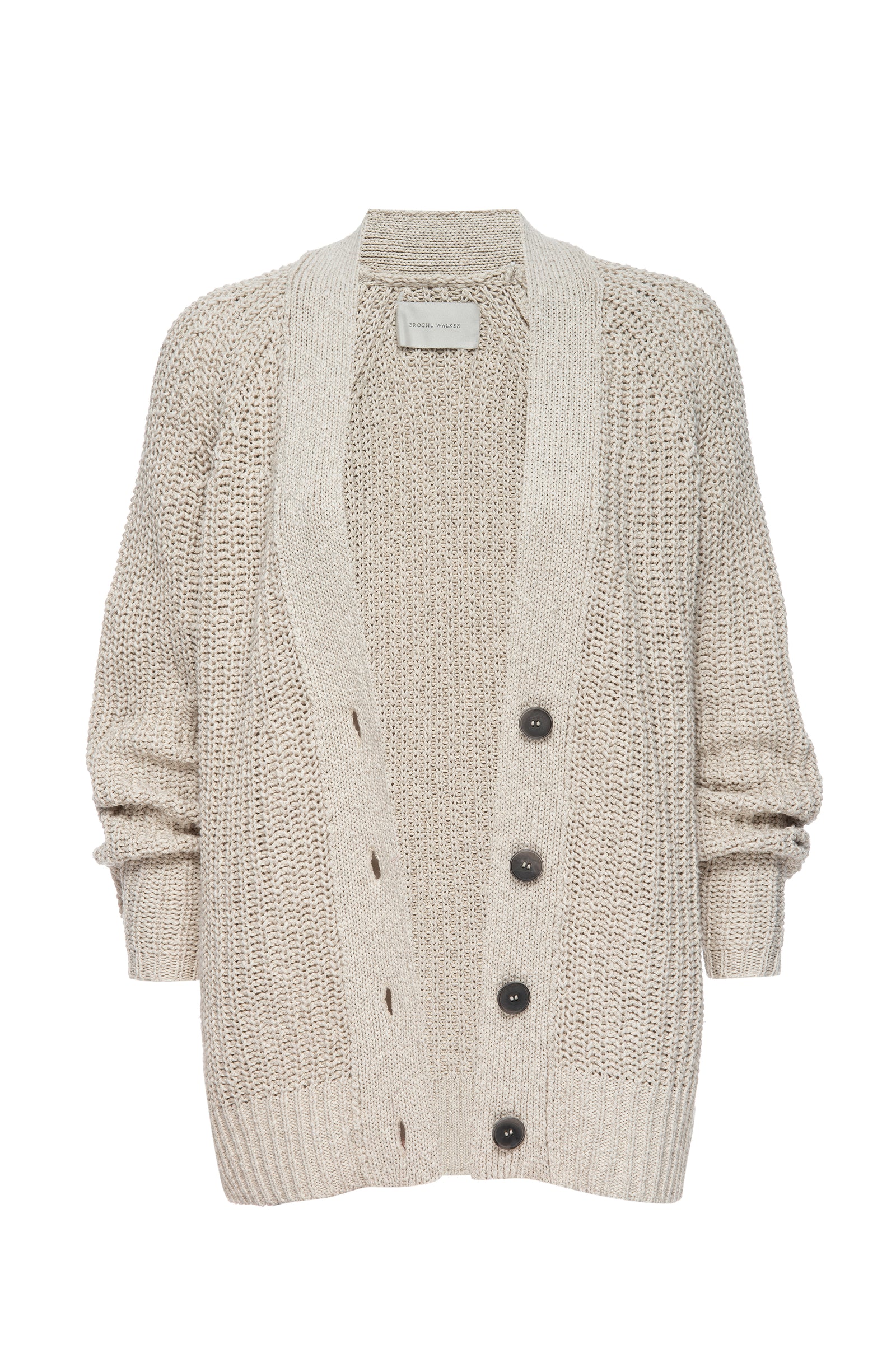 Jen linen cotton beige cardigan sweater flat view