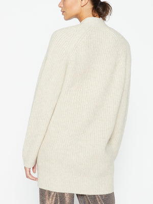 Jenny beige cashmere wool cardigan sweater back view