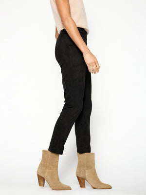 Juniper black cropped vegan suede pant side view 2