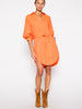 Kate belted button up mini dress orange front view 3